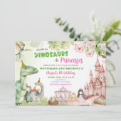 Invitation Princesse et Dinosaur Garçon Jeudi Anniversaire (Debout devant)