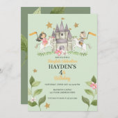 Invitation Princesse et fête du Chevalier, Princesse, anniver (Devant / Derrière)