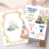 Invitation Princesse et garçon de la voiture de course Annive