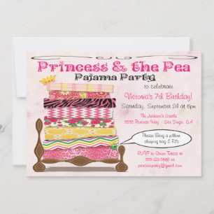Invitation Princesse et la fête d'anniversaire de pyjama de