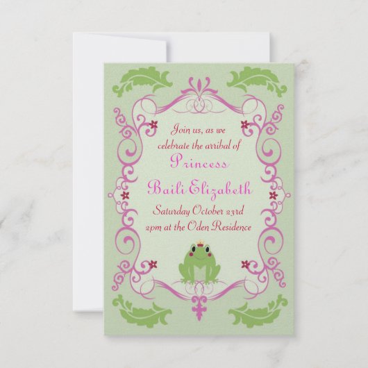 Invitation Princesse et la Grenouille (Devant)