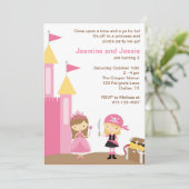 Invitation Princesse et Pirate rose (Debout devant)
