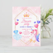 Invitation Princesse et sa licorne fête d'anniversaire (Debout devant)