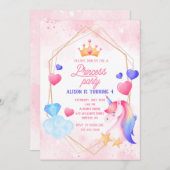 Invitation Princesse et sa licorne fête d'anniversaire (Devant / Derrière)