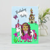 Invitation Princesse et Unicorn Fête d'anniversaire (Debout devant)