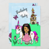 Invitation Princesse et Unicorn Fête d'anniversaire (Devant / Derrière)