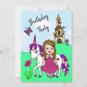 Invitation Princesse et Unicorn Fête d'anniversaire (Devant)