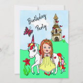 Invitation Princesse et Unicorn Fête d'anniversaire (Devant)