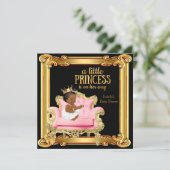 Invitation Princesse ethnique Baby shower Black Rose Gold Cha (Debout devant)