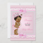 Invitation Princesse ethnique Baby shower fille perles roses (Devant)
