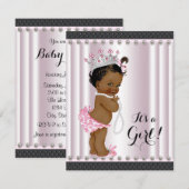 Invitation Princesse ethnique Baby shower Pink Pearl (Devant / Derrière)