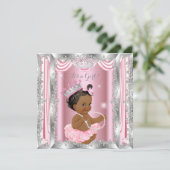 Invitation Princesse ethnique Baby shower rose argent Balleri (Debout devant)