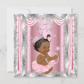 Invitation Princesse ethnique Baby shower rose argent Balleri (Devant)