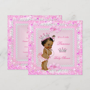 Invitation Princesse ethnique Baby shower rose Parties scinti