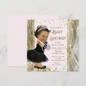 Invitation Princesse Ethnique Little Lady Pink Gold Baby show (Devant / Derrière)