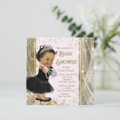 Invitation Princesse Ethnique Little Lady Pink Gold Baby show (Debout devant)