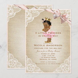 Invitation Princesse Ethnique Vintage Bébé Fille Rustique Sho