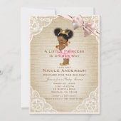 Invitation Princesse Ethnique Vintage Bébé Fille Salle Rustiq (Devant)