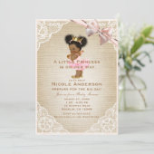 Invitation Princesse Ethnique Vintage Bébé Fille Salle Rustiq (Debout devant)