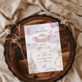 Invitation Princesse Fairytale Pink Gold Cute Girl'anniversai