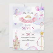 Invitation Princesse Fairytale Pink Gold Cute Girl'anniversai (Devant)