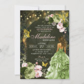 Invitation Princesse Fée de la Forêt Enchantée Rose Quinceane (Devant)