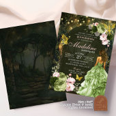 Invitation Princesse Fée de la Forêt Enchantée Rose Quinceane