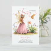 Invitation Princesse Fée Enchantée Rose Baby Girl Douche (Debout devant)