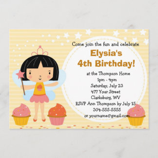 Invitation Princesse féerique faite sur commande Cupcake de