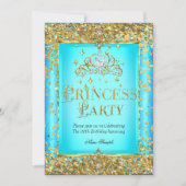 Invitation Princesse fête d'anniversaire Turquoise Blue Gold (Devant)