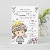 Invitation Princesse Fille Fête d'anniversaire (Debout devant)
