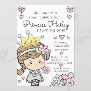 Invitation Princesse Fille Fête d'anniversaire