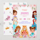 Invitation Princesse Fille Fête d'anniversaire 3e année Invit (Devant / Derrière)