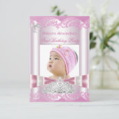 Invitation Princesse Fille Premier anniversaire 1ère fête (Debout devant)