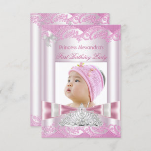 Invitation Princesse Fille Premier anniversaire 1ère fête
