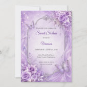 Invitation Princesse Fleurie Argent Violet Sweet 1 (Devant)