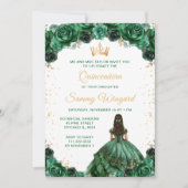 Invitation Princesse Fleurie Vert Foncé Quinceañera (Devant)
