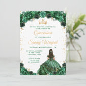 Invitation Princesse Fleurie Vert Foncé Quinceañera (Debout devant)