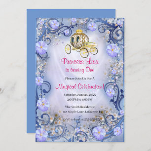 Invitation Princesse Florale Bleue enchantée 1er anniversaire