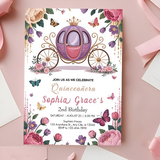 Invitation Princesse Florale Élégante