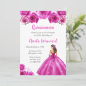 Invitation Princesse Florale en Robe Chaude Quinceanera (Debout devant)