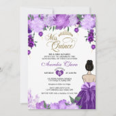 Invitation Princesse florale mauve Mis Quince Quinceañera (Devant)