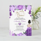 Invitation Princesse florale mauve Mis Quince Quinceañera (Debout devant)