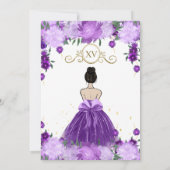 Invitation Princesse florale mauve Mis Quince Quinceañera (Dos)