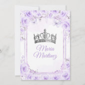 Invitation Princesse florale pourpre et argent Quiñceanera (Dos)