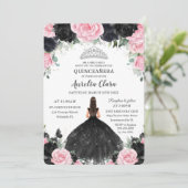 Invitation Princesse Florale Rose Noire Gown Silver Quinceañe (Debout devant)