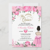 Invitation Princesse Florale rose pâle Mis Quince Quinceañera (Devant)