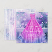 Invitation Princesse Florale rose pourpre Quinceañera (Devant / Derrière)