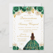 Invitation Princesse Florale Verte Quinceañera (Devant)