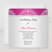 Invitation Princesse Fuchsia Diamant blanc Tiara Anniversaire (Dos)